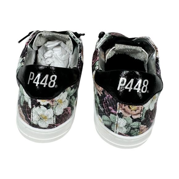 Anthropologie P448 John Flower Glitter Low Top Sneakers 38 8 New Black Floral - Picture 5 of 10